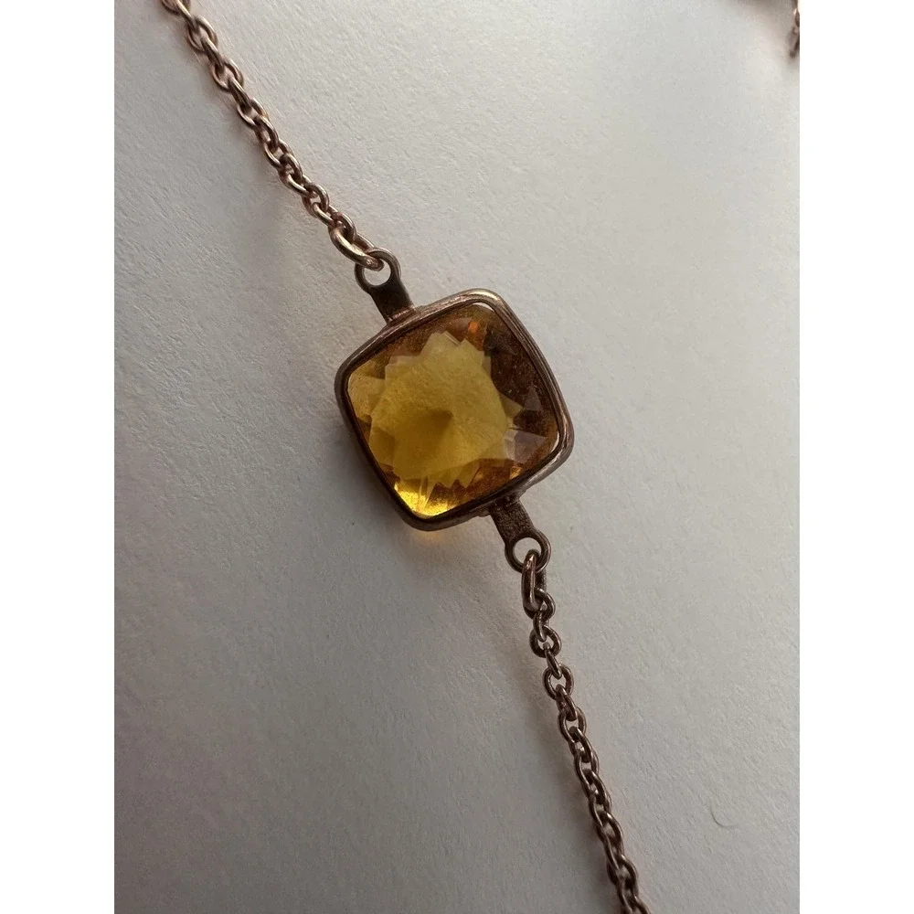 Alainn Long Bezel Necklace‎ Rose Gold Color Cubic Zirconias 48